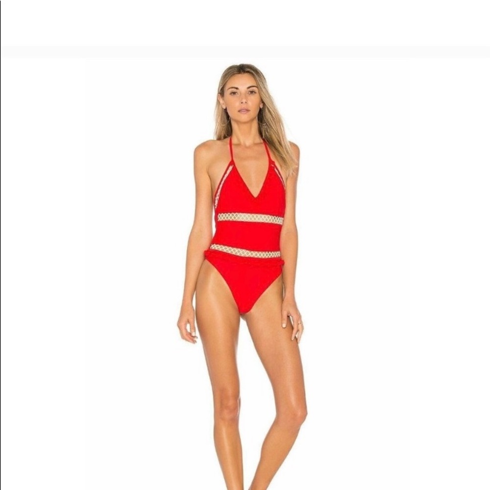 Tularosa Red Pom-Pom Swimsuit